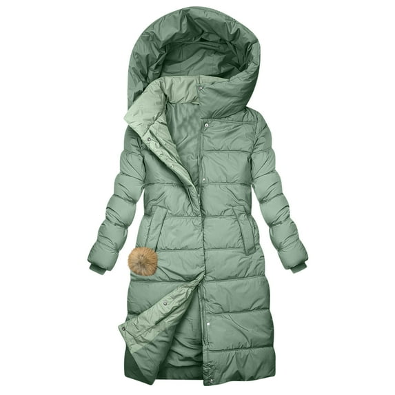 GaThRRgYP Warm Winter Coats for Womens,Fall Jackets for Women 2025 with Hood,Winter Fashion Woman Lengthened and Thickened Medium Hooded Length Down Coat Jacket Mint Green XXL