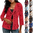 thumbnail image 1 of GaThRRgYP Windbreaker Jacket Women with Hood Women's Elegant Loose-fitting Long-sleeved Lace Cardigan Gray XXL, 1 of 6