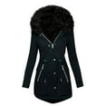 thumbnail image 1 of GaThRRgYP Winter Coats for Women Plus Size,Women's Double Pocket Zipper Drawstring Button Jacket Plush Long Sleeved Hooded Cotton Parkas Outwear Navy M, 1 of 8