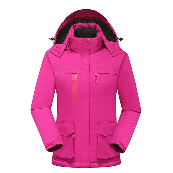 GaThRRgYP Winter Coats for Women Plus Size,Heated Jackets for Men,Women's Solid Color Fashion Three Heating Thickened Hooded Charge Coat Hot Pink XL