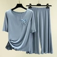 thumbnail image 1 of GaThRRgYP Women 2 Piece Outfits Sets Summer Casual,Women Summer Casual Two Piece Suit Pajamas Ribs without Marks Flounce Short Sleeved Round Neck Top/Shirt Set Oversized Home Clothing, 1 of 3