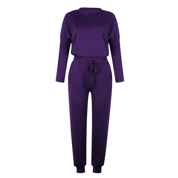 GaThRRgYP Women's Casual Pants & Capris,Women's Two-Piece Solid Casual Top Pants Sets Long Sleeve Wear Sports Suit