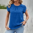 thumbnail image 1 of GaThRRgYP Women's Casual Short Sleeve T-Shirt,Women Solid Round Neck Sleeve Back Keyhole Blouse Temperament Short Sleeve Top Blue L, 1 of 9