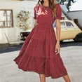 thumbnail image 1 of GaThRRgYP Women's DressSale under $5,Women's Summer Printing Polka Dot Short Sleeve Puff Sleeve Dot Casual Dress, 1 of 6