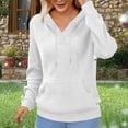 thumbnail image 1 of GaThRRgYP Women's Long Sleeve Sweatshirt Unfleeced,Women's Casual and Fashionable Solid T-shirt Hooded Pocket Long Sleeved Top White XXL, 1 of 5