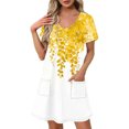 thumbnail image 1 of GaThRRgYP Women's Round Neck Summer Dress-Short Sleeves Chic,Women's Fashion Summer Print Short-sleeved V-neck Casual Dress Yellow XXL, 1 of 8