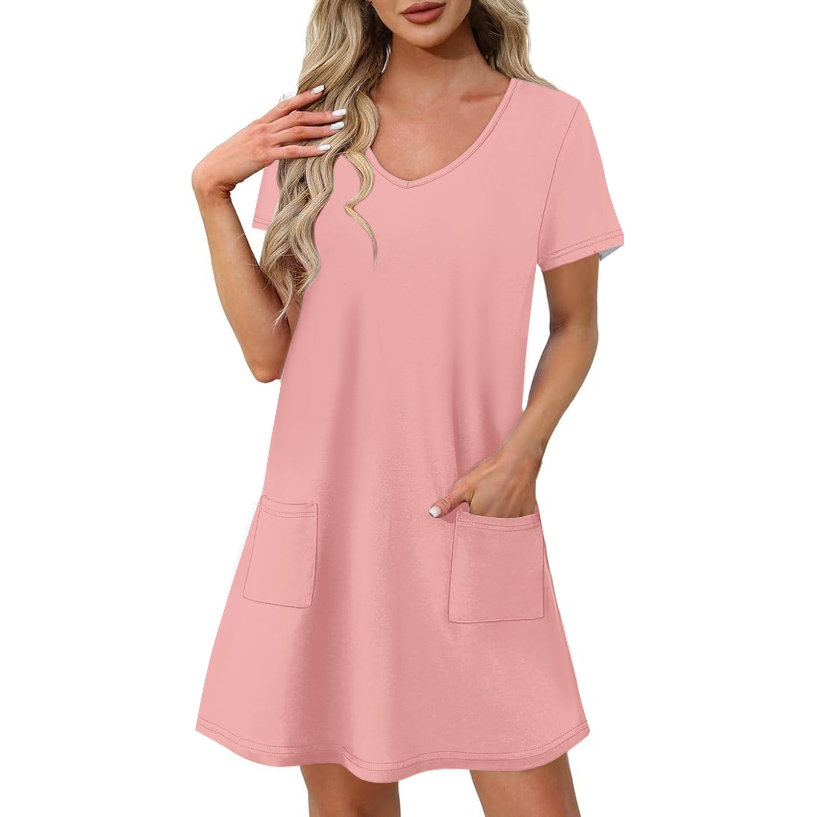 GaThRRgYP Women's Round Neck Summer Dress-Short Sleeves Trendy,Women's ...