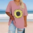 thumbnail image 1 of GaThRRgYP Women's Short Sleeve Tops for Summer Events,Women's Oversized V-neck Short Sleeved Solid Summer Base Shirt Sports T-shirt Pink XXL, 1 of 4