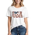thumbnail image 1 of GaThRRgYP Women's Short Sleeve Tops for Summer Office Wear,Women's Independence Day Printed Short Sleeved T-shirt White S, 1 of 3