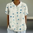 thumbnail image 1 of GaThRRgYP Women's Short Sleeve Tops for Summer Office Wear,Women's Ladies Fashion Casual Cropped Short Sleeve Printing Loose Shirt Blouse Top Blue S, 1 of 5