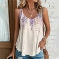 thumbnail image 1 of GaThRRgYP Women's Sleeveless Pleated Top,2025 Women's Spring and Summer New Tank Neck Print Casual Fashion Top Purple XXXL, 1 of 7