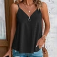 thumbnail image 1 of GaThRRgYP Women's Sleeveless Round Neck Off-Shoulder Top,Tank Tops for Women Plus Size,Fashion Women's Casual Zipper Hollow V-neck Solid Color Casual Top Black L, 1 of 9