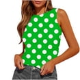 thumbnail image 1 of GaThRRgYP Women's Sleeveless Round Neck Puffed Shoulder Top,Summer Tops for Women,Women's Tank Summer Sleeveless Round-Neck Slim Fitted Blouse Side Ruched Basic Printed Tees Shirts Green XL, 1 of 1