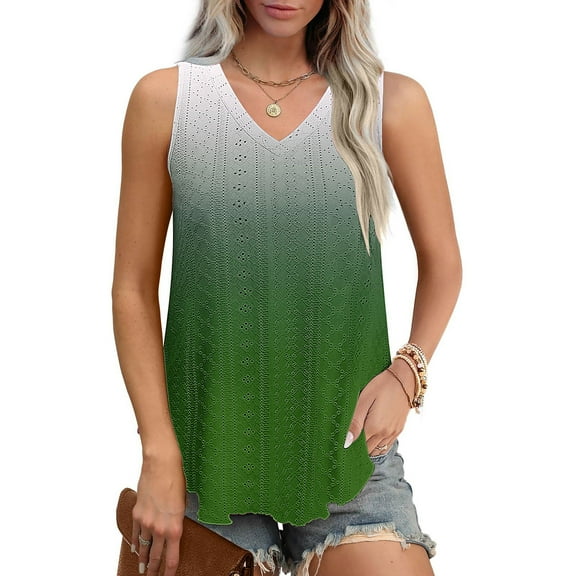 GaThRRgYP Women's Sleeveless V-Neck Floral Top,Ladies' Casual and Fashionable Printed Round Neck Sleeveless Top Green S