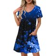 thumbnail image 1 of GaThRRgYP Women's Summer Dress-Round Neck Short Sleeves,Women's Fashion Summer Print Short-sleeved V-neck Casual Dress Dark Blue L, 1 of 8