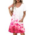 thumbnail image 1 of GaThRRgYP Women's Summer Dress-Round Neck Short Sleeves,Women's Fashion Summer Print Short-sleeved V-neck Casual Dress Hot Pink XXL, 1 of 8