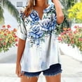 thumbnail image 1 of GaThRRgYP Women's Summer Short Sleeve Tops for Beach & City,Women's V-neck Non Positioning Printed Summer Button Short Sleeved Loose and Fashionable T-shirt Top Light Blue L, 1 of 4