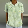 thumbnail image 1 of GaThRRgYP Women's Summer Short Sleeve Tops for Everyday Fashion,Women's Ladies Fashion Casual Cropped Short Sleeve Printing Loose Shirt Blouse Top Green XL, 1 of 5