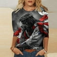 thumbnail image 1 of GaThRRgYP Women's Summer Short Sleeve Tops for Party Wear,Women's Fashion Tees Casual Crewneck 3/4 Sleeve Loose T Shirt Ladies Blouses Shirts Black XXXXL, 1 of 5