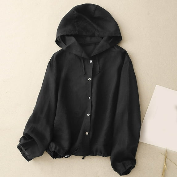 GaThRRgYP Women's Summer Sun Protection Jacket with Stylish Design,Fashion Women's Summer Casual Solid Color Loose Long Sleeve Hooded Casual Outwear Navy XXL