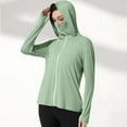 thumbnail image 1 of GaThRRgYP Women's Summer UV-Resistant Jacket for Outdoor Fun,Ladies Solid Color Long Sleeve Hooded Thumb Buckle Sun Protection Clothing Green XXL, 1 of 8