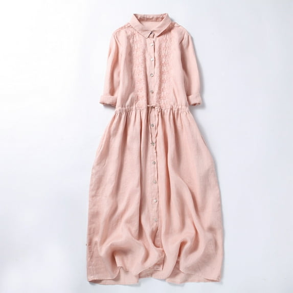 GaThRRgYP Women's Sundress Beach Holiday Flowy,Womens Round Neck Loose Dress Pink XL
