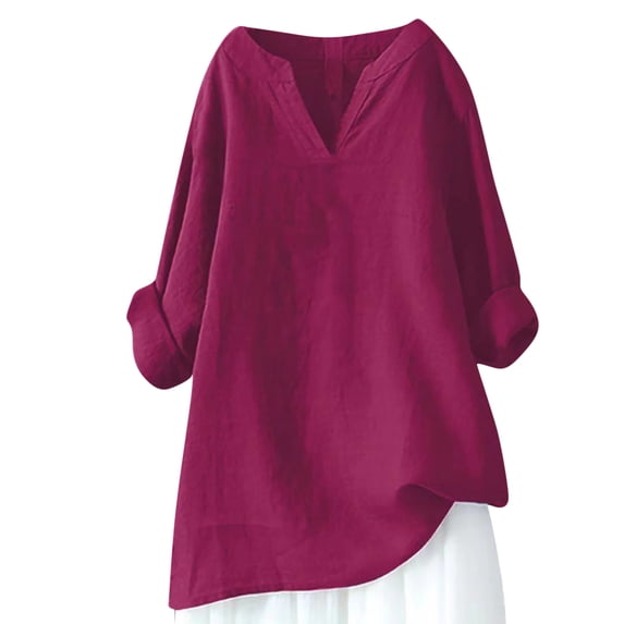 GaThRRgYP Spring Tops for Women 2025,Womens Plus Size Tops Tunic Short Sleeve Shirts,Women's Fashion Casual O-Neck Stitching Contrast Color Long Sleeve T-Shirt Blouse