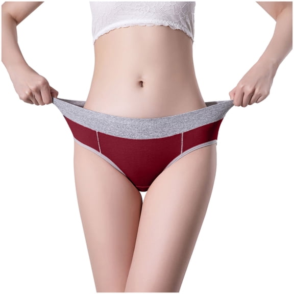 GaThRRgYP Women's Underwear Cotton Stretch Ladies Breathable Panties 4 Pack,Pack Of 4 Women Solid Color Patchwork Briefs Panties Underwear Knickers Bikini