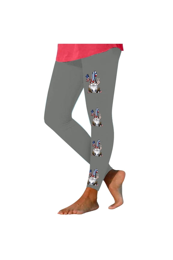 Black*Friday Clearance under $5 GaThRRgYP Womens American Flag Print Pattern Leggings,Womens Pants under $10 2025 Womens Fashion Independence Day Print Leggings with Yoga Sport Elastic Pants Gray XL