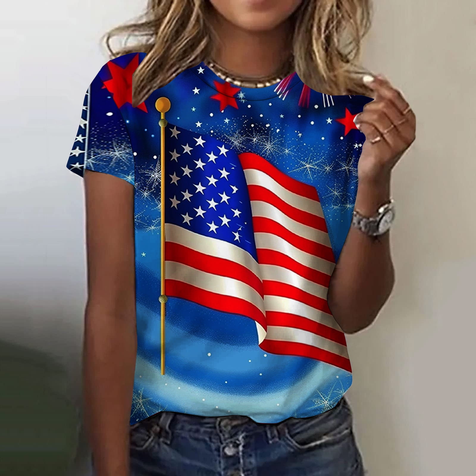 U.S.A Flag - Sustainably Made Women’s Short Sleeve Tee