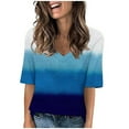thumbnail image 1 of GaThRRgYP Womens Blouses Short Sleeve,Summer Shirts for Women Short Sleeve,2025 Women's Fashion Tees Casual V-neck Loose Cute T Shirt 1/2 Sleeve Ladies Top Blue XL, 1 of 4