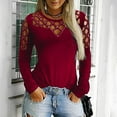 thumbnail image 1 of GaThRRgYP Tops for Women Trendy,Womens Shirts under $5,Plus Size Womens Casual Tops Long Sleeve Cut Hollow Out Blouse T-Shirt Red XL, 1 of 4