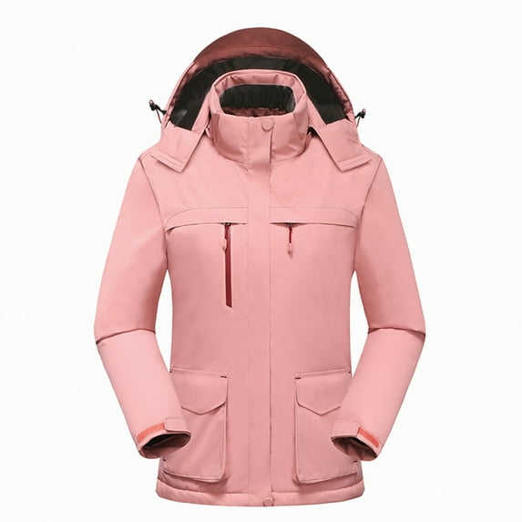 GaThRRgYP Womens Coats Outerwear Winter,Winter Coats for Men,Women's Solid Color Fashion Three Heating Thickened Hooded Charge Coat Pink XL