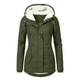 thumbnail image 1 of GaThRRgYP Womens Coats Winter,Winter Outerwear for Women,Women's Warm Coat Jacket Outwear Fur' Lined Trench Winter Hooded Thick Overcoat Army Green XXL, 1 of 4