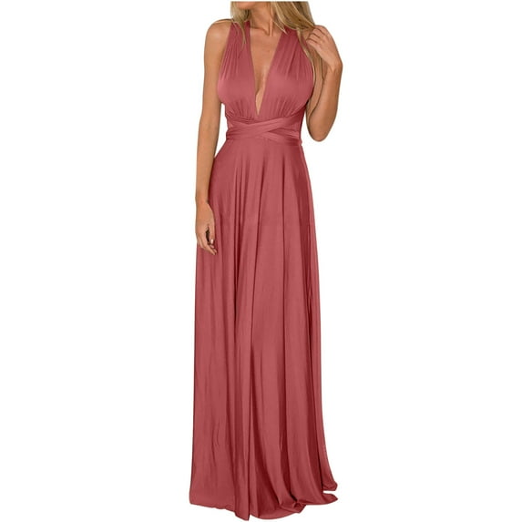 GaThRRgYP Womens Dresses Summer Deals,Women's Backless Sexy Lace-up Dress Long Dress