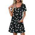thumbnail image 1 of GaThRRgYP Womens Dresses for Wedding Guest,Women's Fashion Summer Print Short-sleeved V-neck Casual Dress Black L, 1 of 8