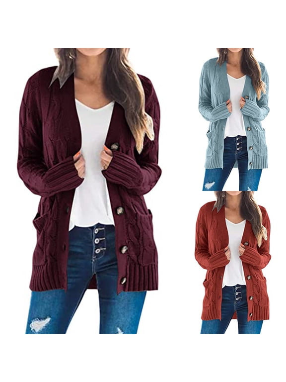 Womens Jean Jacket Oversized Fit Women's Knit Cardigans Loose Slouchy Oversized Wrap Chunky Pocket Sweaters Coat Red XXL