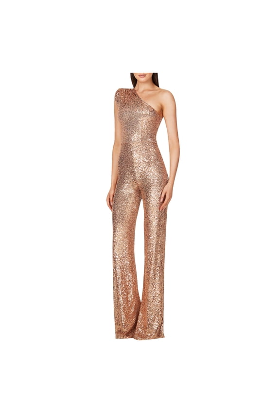 Womens Jumpsuits and Rompers Plus Size,Womens High Waisted Dress Pants Long Wide Leg,Women's Solid Color High-Waisted Strapless One-Shoulder Sequin Casual Long Jumpsuit Rose Gold XXL