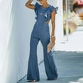 thumbnail image 1 of GaThRRgYP Womens Jumpsuits and Rompers,Women's Summer Fashion Solid Color Sleeveless Ruffle Backless Jumpsuit, 1 of 9