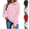 thumbnail image 1 of GaThRRgYP Womens Long Sleeve Shirts,Women's Valentine's Day Printed Long Sleeved Round Neck Sweatshirt Fashionable and Casual Hooded Sweatshirt Top Black L, 1 of 6