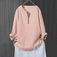 thumbnail image 1 of GaThRRgYP Womens Long Sleeves Shirts Clearance,Fashion Women's Casual Long Sleeve Round Neck Solid Ladies Loose Sweat Shirt Tops Blouse, 1 of 6