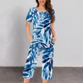 thumbnail image 1 of GaThRRgYP Womens Pajama Sets Clearance under $10,2PC Women's Solid Color V Neck Lace Splicing Short Sleeve Sleepshirt and Pants Sets Loungewear Pajamas with Pockets Blue L, 1 of 5