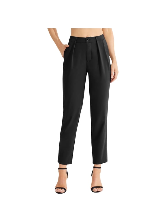 Womens Bell Bottom Jeans,Women High Waisted Work Pants Dressy Casual Straight Leg Elastic Waist Cropped Trousers Office Pants
