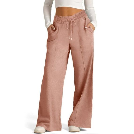 GaThRRgYP Womens Pants Clearance,Women Fashion Trousers Full Pants Casual Straight Solid Color Loose Casual Wide Leg Pants