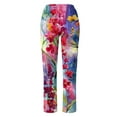 thumbnail image 1 of GaThRRgYP Womens Pants Clearance,Womens Sweatpants,Women's Summer Printed Cotton Pocket Straight Sleeve Casual Elastic Waist Loose Pants, 1 of 4