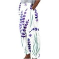 thumbnail image 1 of GaThRRgYP Womens Pants Clearance,Womens Sweatpants,Women's Summer Printed Cotton Pocket Straight Sleeve Casual Elastic Waist Loose Pants, 1 of 1