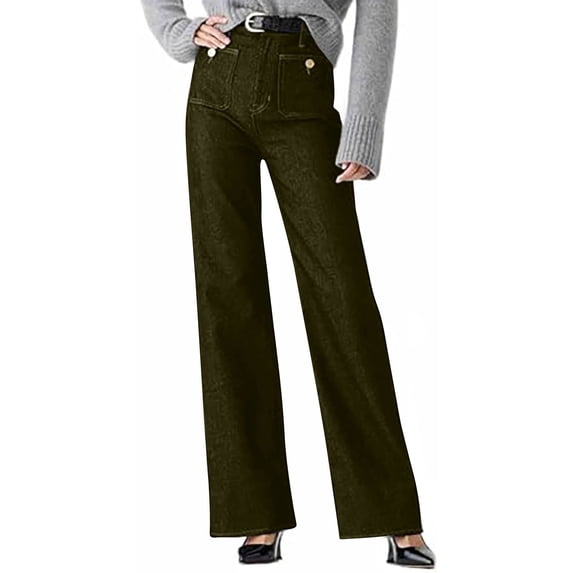 Black*Friday Clearance Items under $5 GaThRRgYP Women's Jeans Under $20, Women's Solid Color Casual Pocket Button Denim Pants