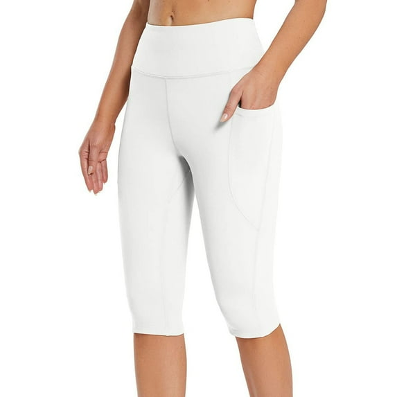 GaThRRgYP Womens Pants,Women's High Rise Jeggings,Women's Knee Length Leggings High Waisted Yoga Workout Exercise Capris for Casual Summer with Pockets