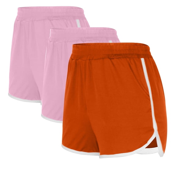 GaThRRgYP Womens Plus Shorts Pull-on,Athletic Shorts for Women Spring Summer,3PCS Solid Shorts for Women Casual Loose Comfy Elastic Waist Yoga Athletic Short Pants Trendy Beach Shorts Multicolor XXL