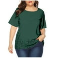 thumbnail image 1 of GaThRRgYP Womens Plus Size Clearance $5 Tops,Women's Plus Size Solid Color Tops Short Sleeve Round Neck Temperament and Leisure Shirt Tops, 1 of 5
